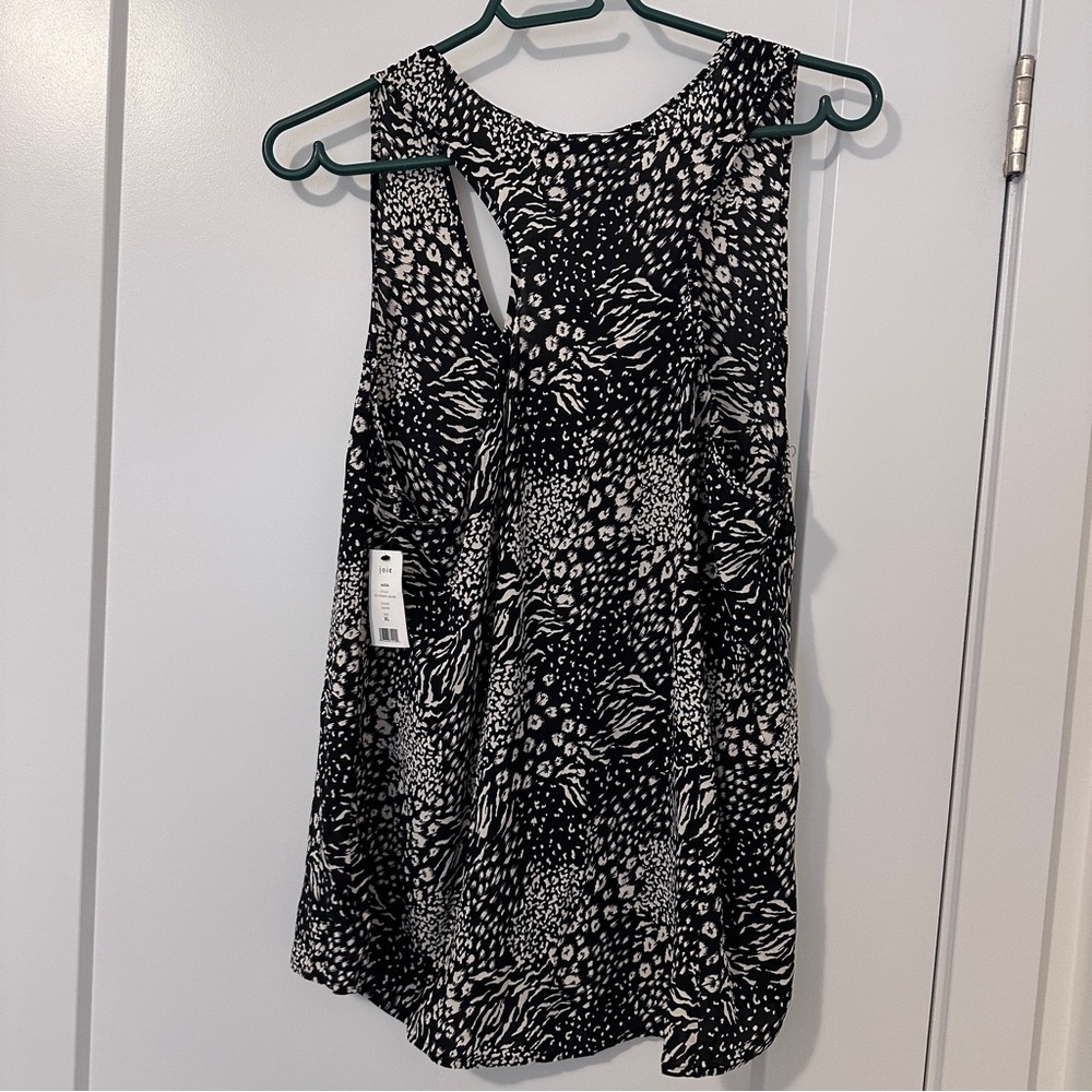 Joie Black White Patterned Sleeveless Blouse Tank Top Size XL Women’s NWT - Picture 4 of 7
